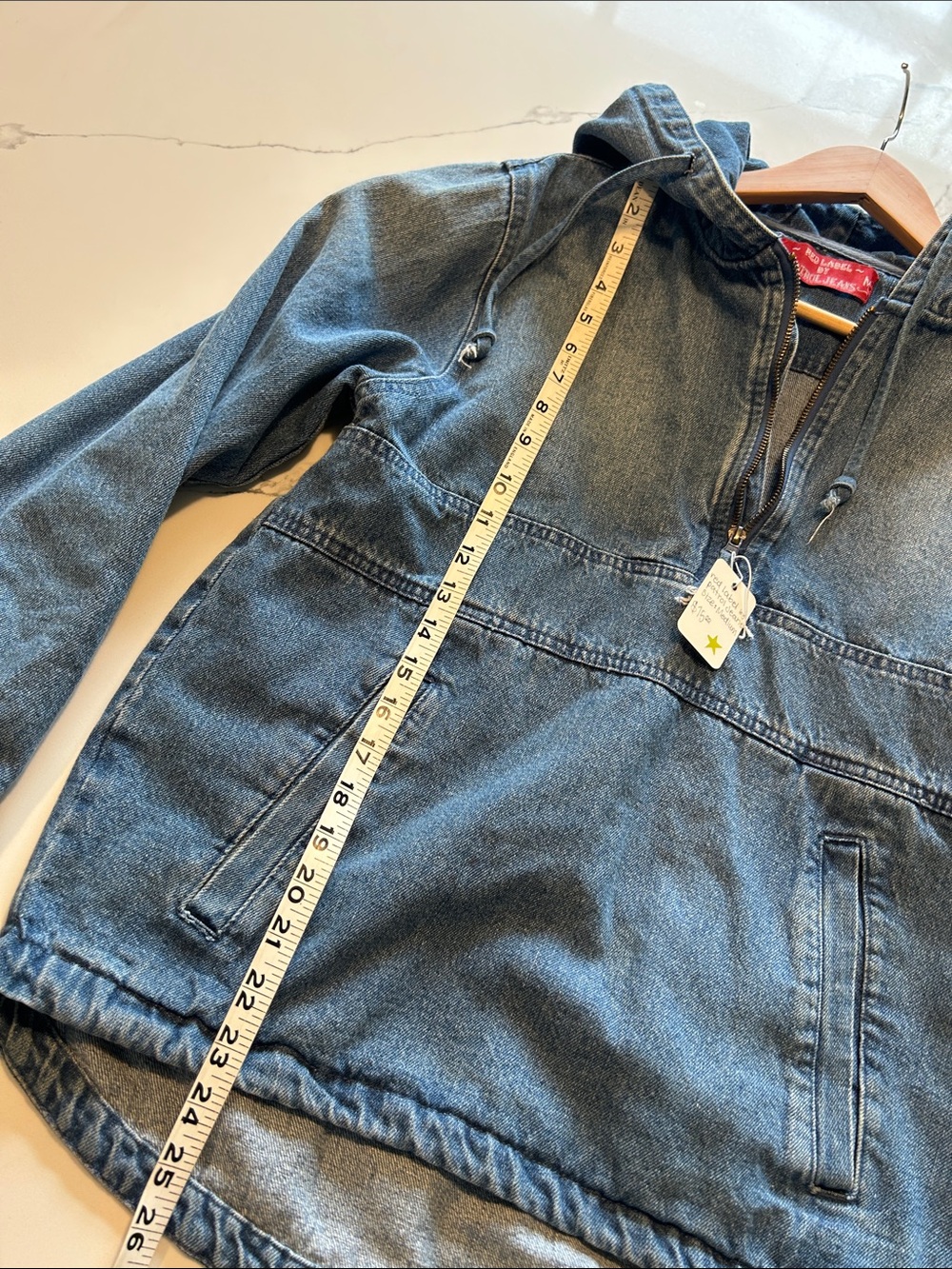 Red Label by Patrol Jeans Denim Half-Zip Hoodie - Blue - Picture 8 of 9